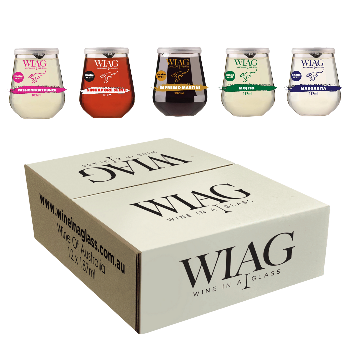 WIAG Mixed Cocktails 12 Pack | 187ml Ready-to-Drink Fruit Wine Cocktails | 14% ABV | Australian Made - WIAG Global