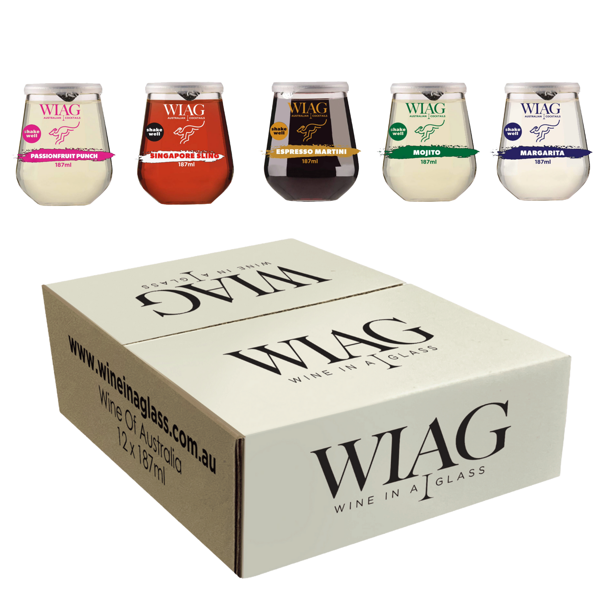 WIAG Mixed Cocktails 12 Pack | 187ml Ready-to-Drink Fruit Wine Cocktails | 14% ABV | Australian Made - WIAG Global